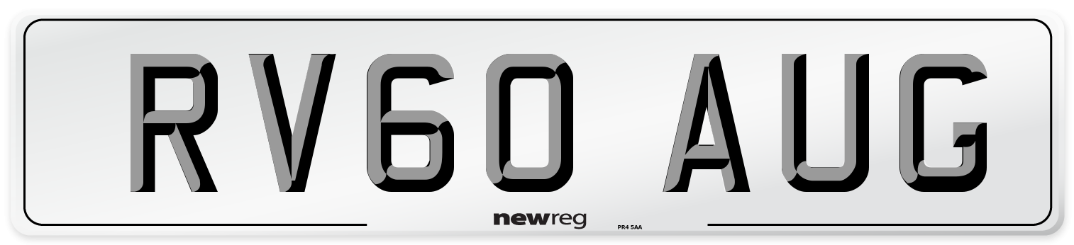 RV60 AUG Number Plate from New Reg